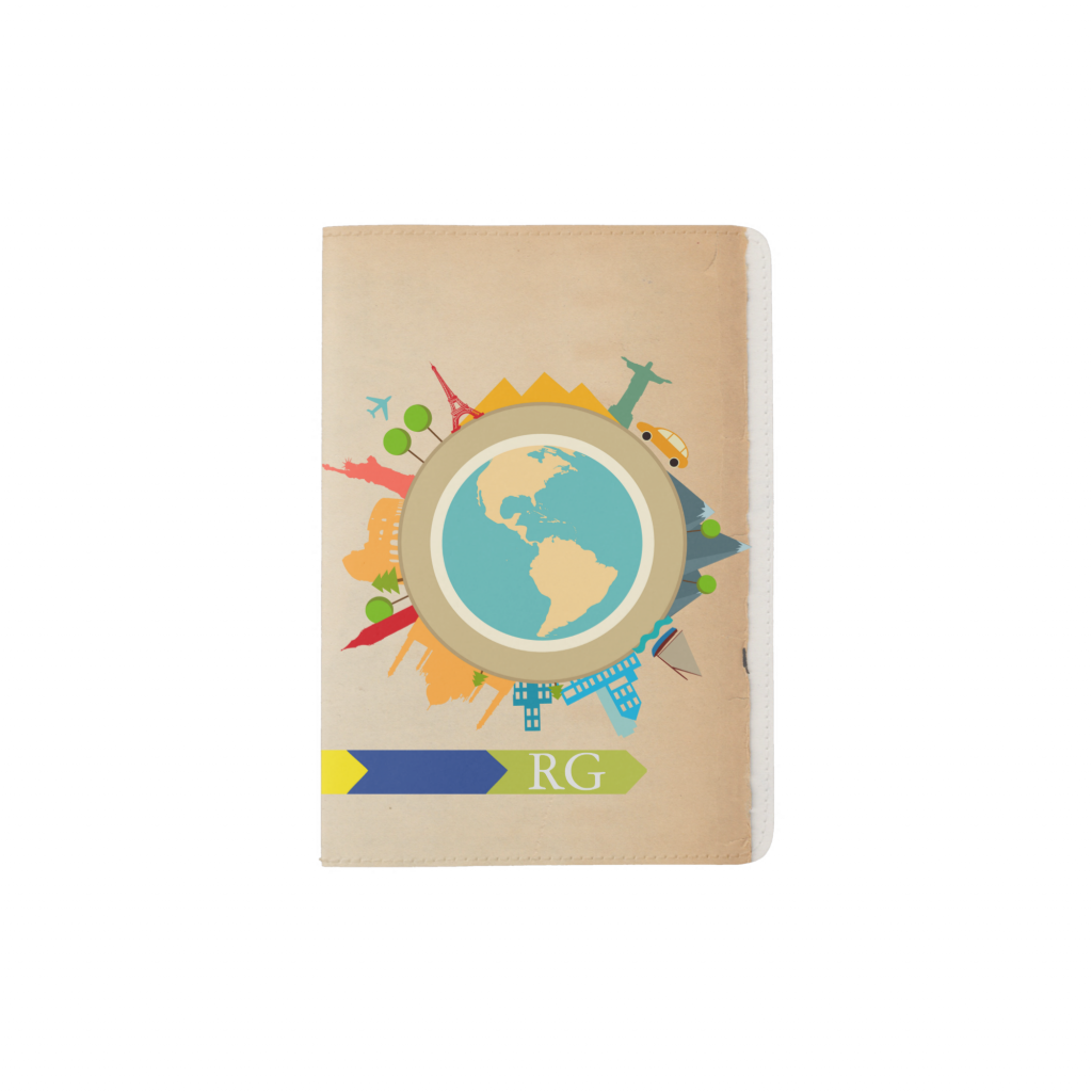 World Travel Monogrammed Personalized Passport Holder