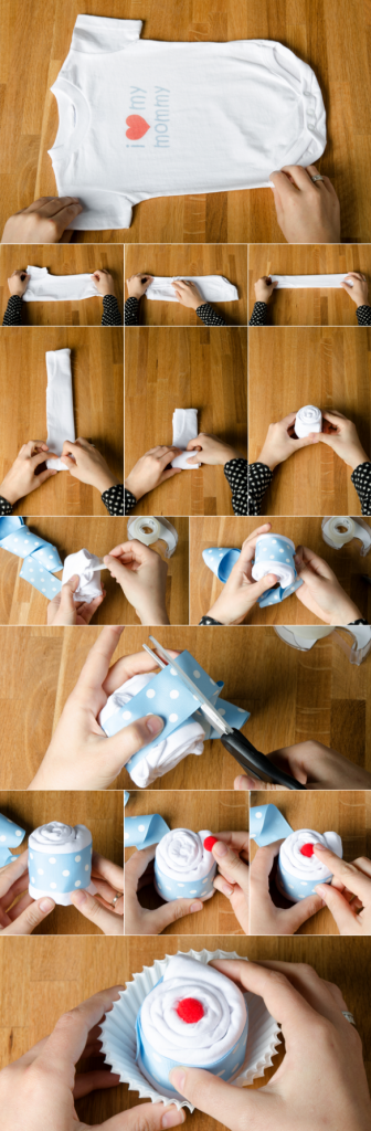 diy baby shower baby bodysuit cupcakes