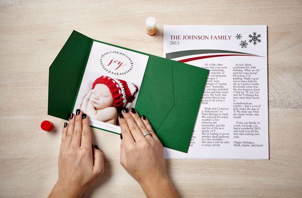 #zazzle DIY Holiday Card Family Newsletter with Envelopments Pocket Fold