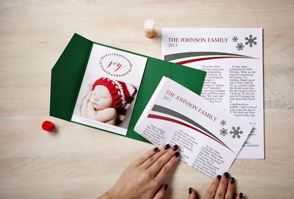 #zazzle DIY Holiday Card Family Newsletter with Envelopments Pocket Fold