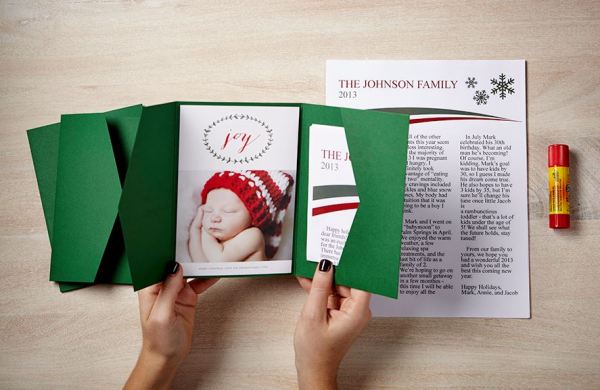 #zazzle DIY Holiday Card Family Newsletter with Envelopments Pocket Fold