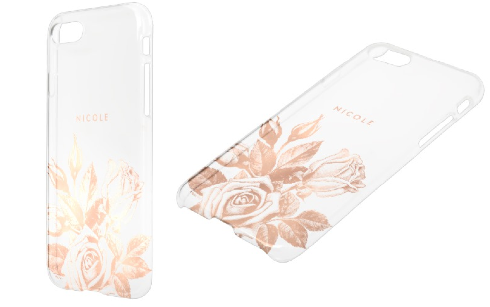 Faux Rose Gold Vintage Tea Roses Clear iPhone 8/7 Case