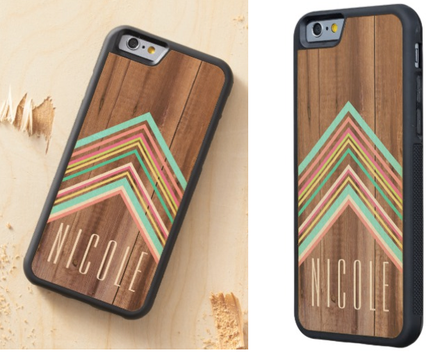 Geometric wood arrow carved maple iPhone 6 bumper case