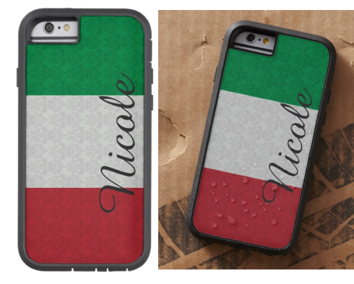 Personalized Monogram Italian Flag Damask Pattern Tough Xtreme iPhone 6 Case