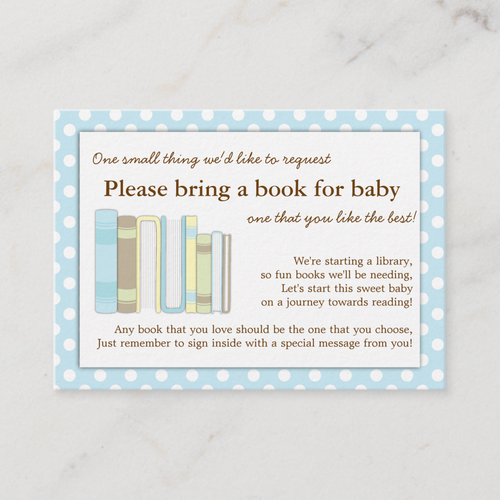 Book Insert Baby Shower Business Card