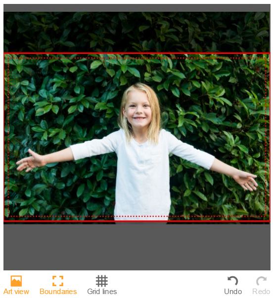 Step 2: Select the blanket and adjust your image so that it falls within the red, dotted border