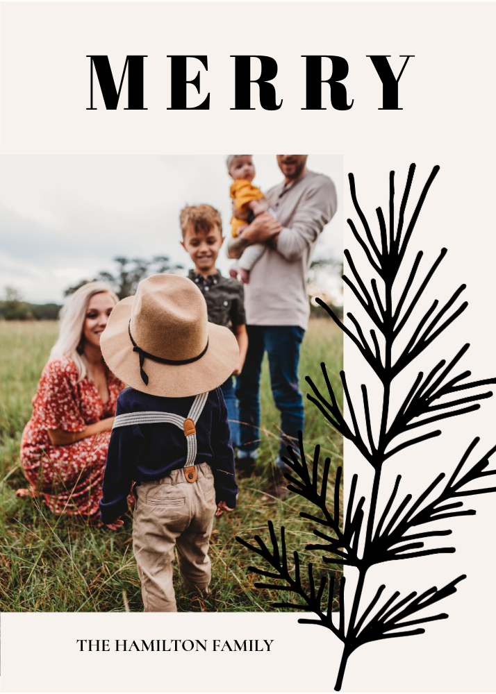 Big Merry & Leaves Holiday Card