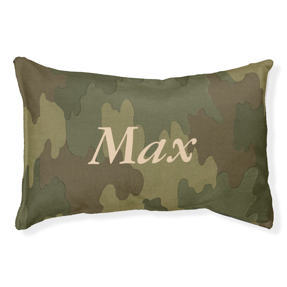 Personalized Dark Camouflage Dog Bed