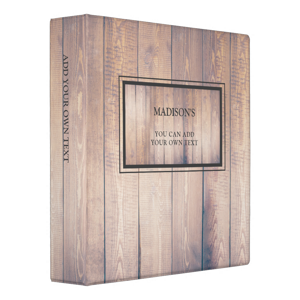 Rustic barn wood country style personalized 3 ring binder
