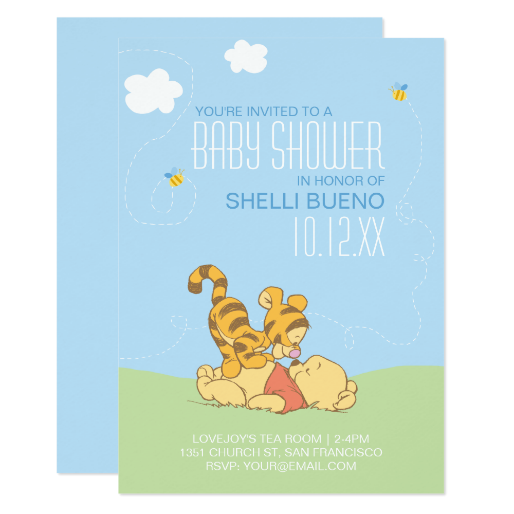 Baby Pooh and Tigger Baby Shower Invitation