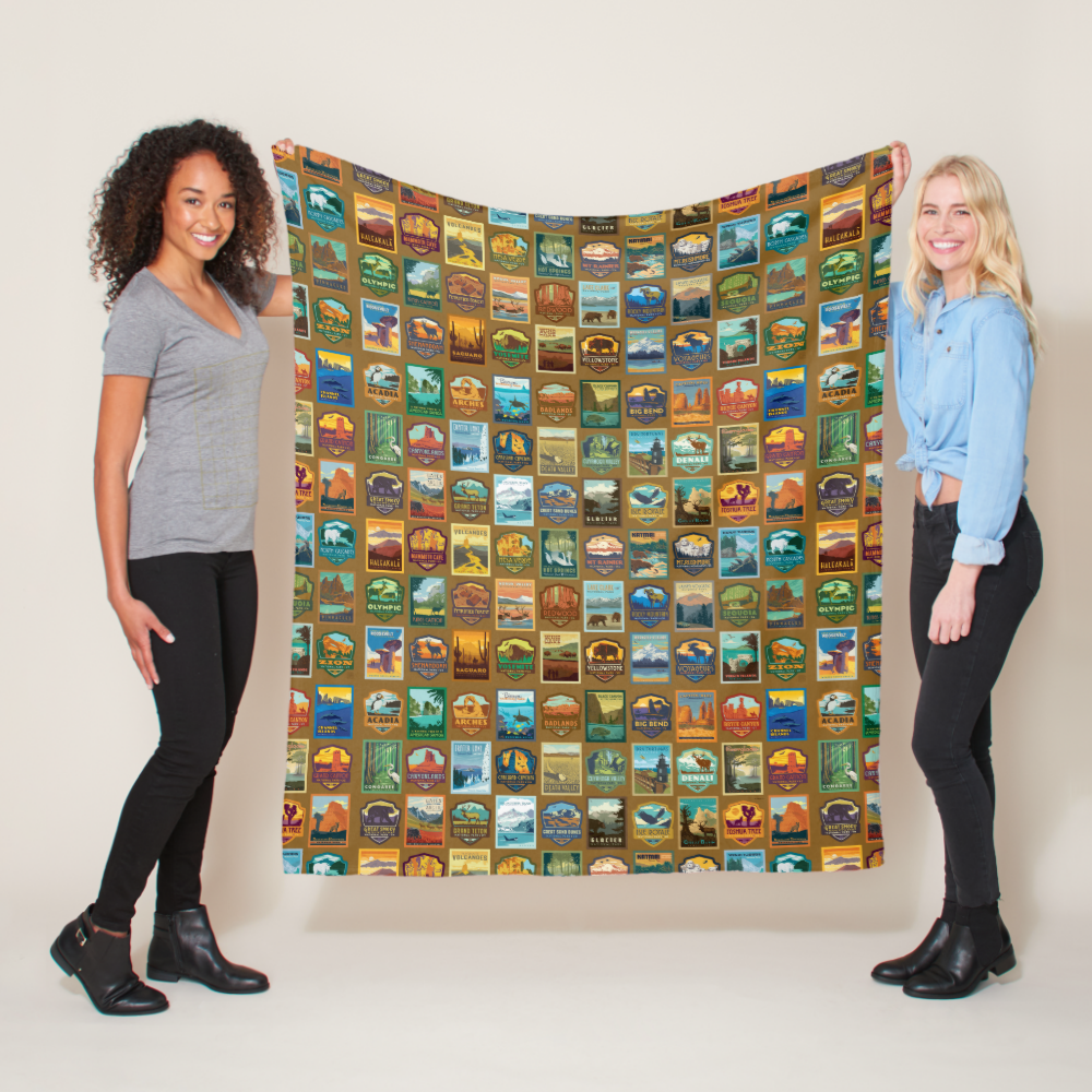 National Parks Pattern Fleece Blanket