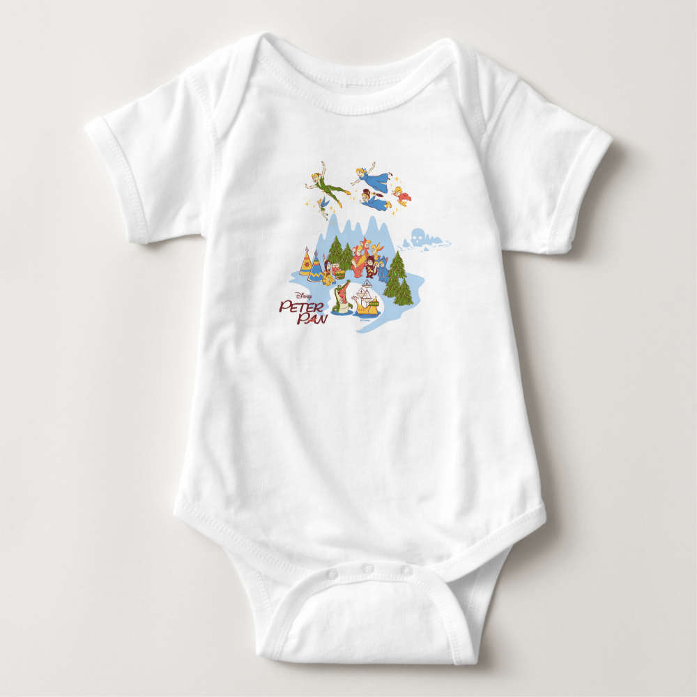 Peter Pan Flying over Neverland Baby Bodysuit