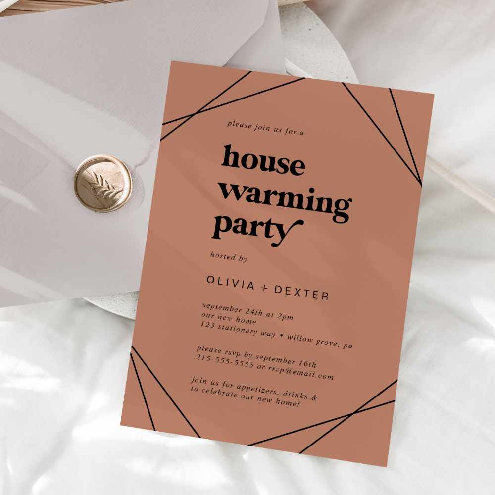Modern Geometric | Copper Housewarming Party Invitation