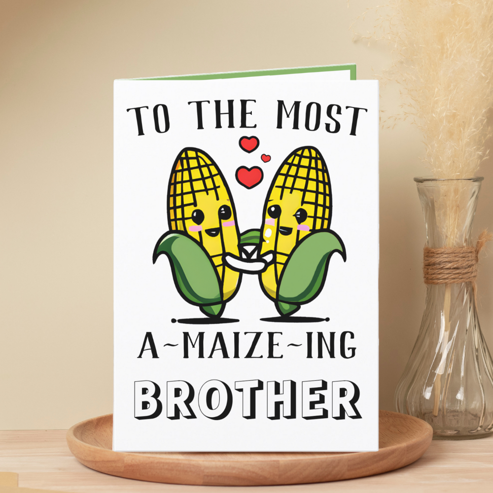 Cute Funny Maize Corn Pun Brother Happy Birthday Thank You Card
