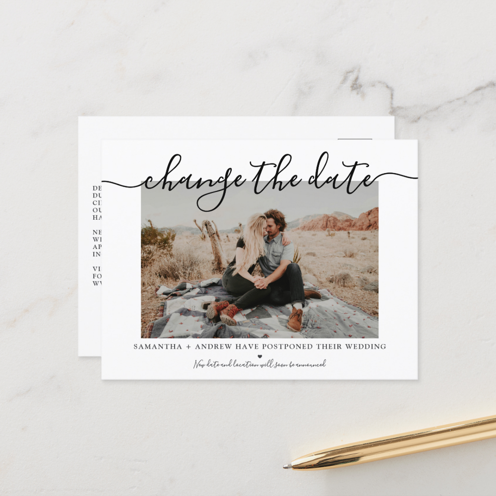 Change the Date Wedding Announcement Postcard