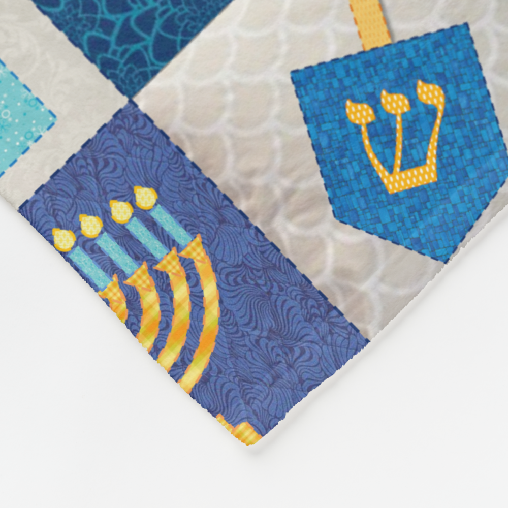 Hanukkah Quilt Look Fleece Blanket