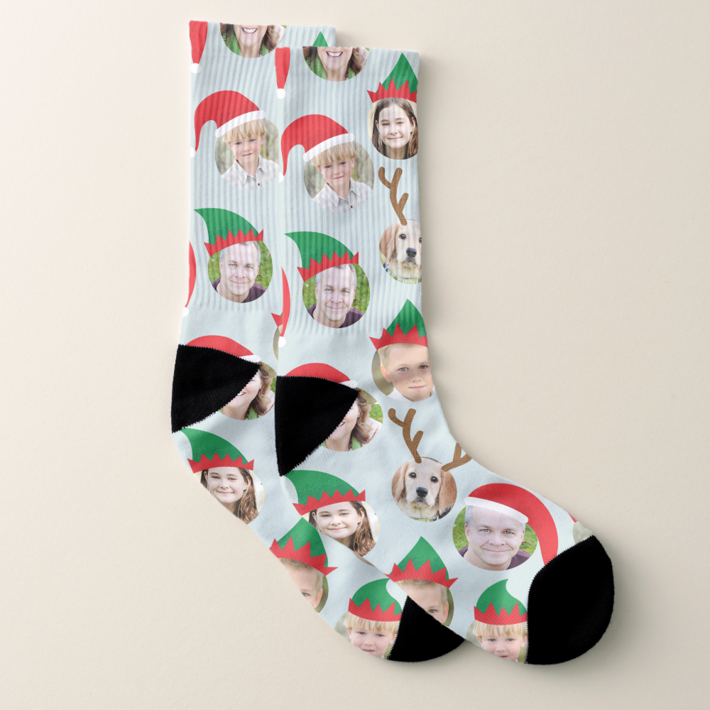 Christmas Crew Six Photo Family or Friends L Gift Socks