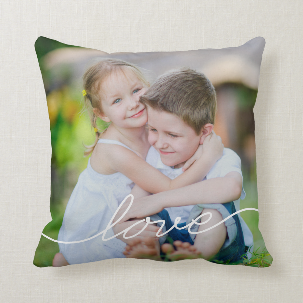 LOVE Writing Custom Photo Throw Pillow