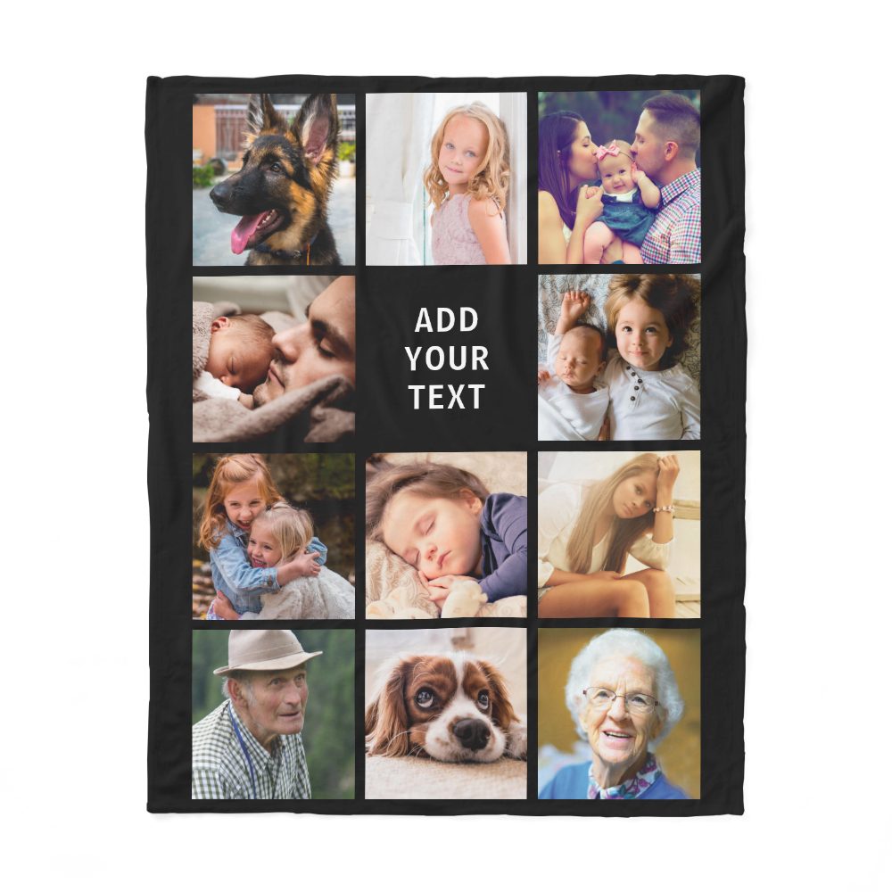 Personalized 11 Photo Collage Fleece Blanket