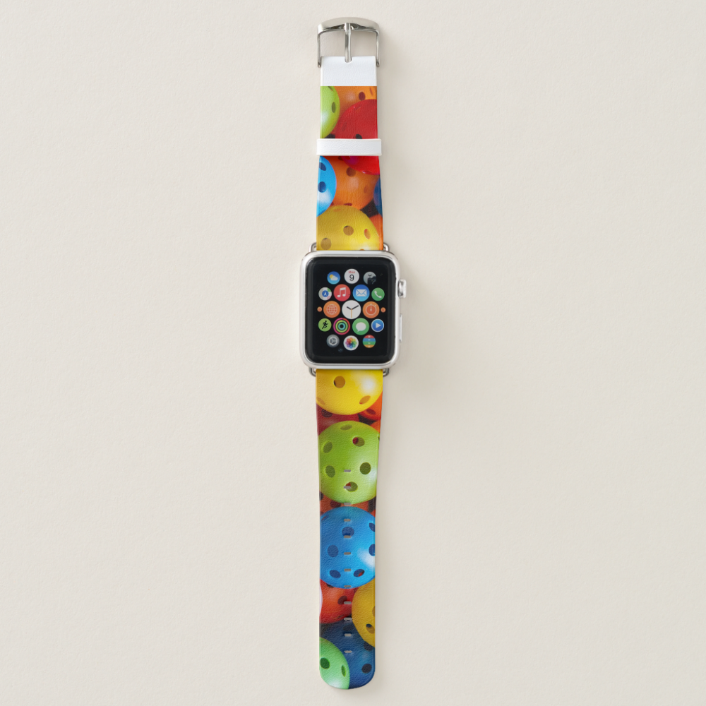 Colourful pickleballs apple watch band