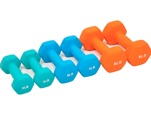 Sporzon! Colored Neoprene Coated Dumbbell Set with Stand