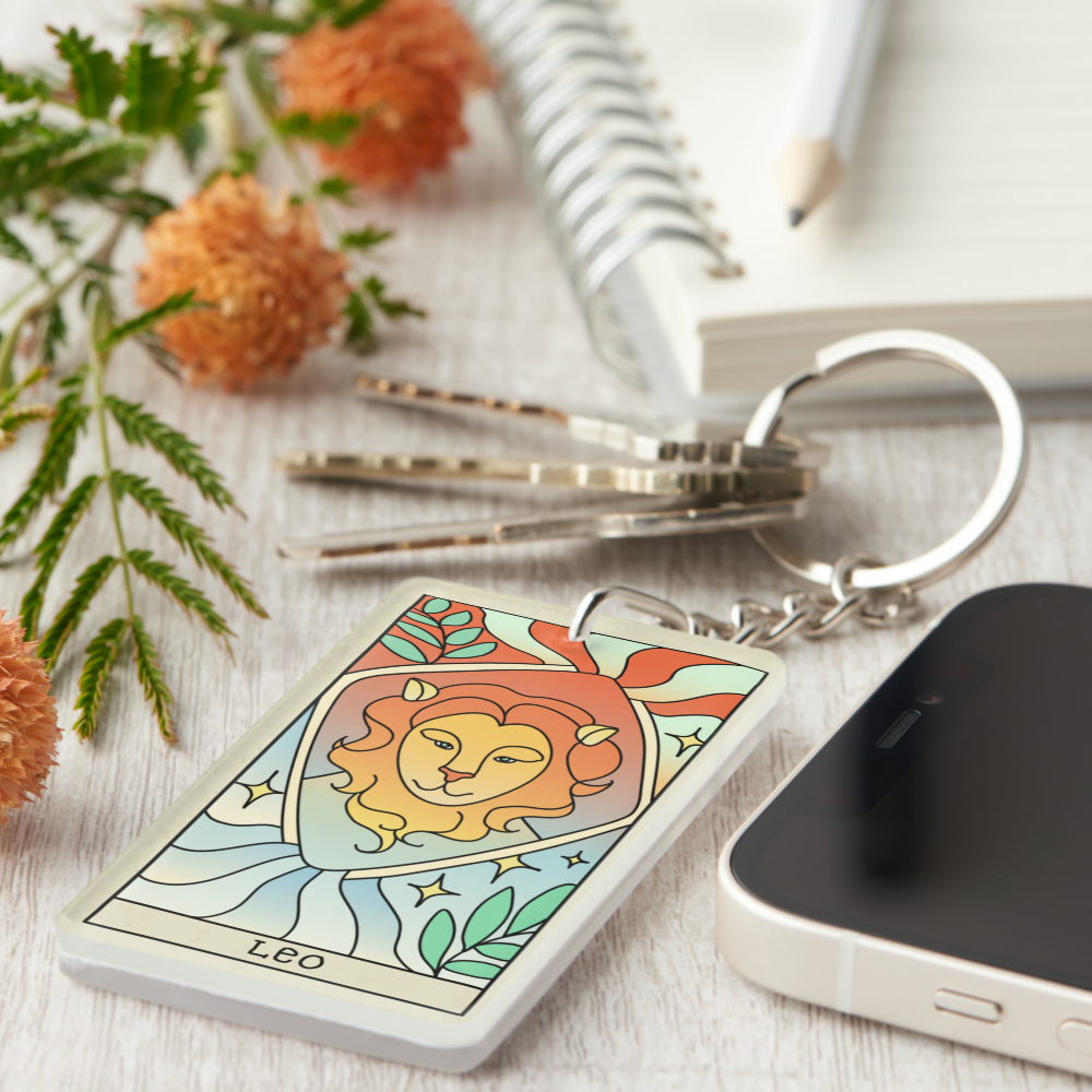 Leo Zodiac Sign Abstract Art Vintage Keychain