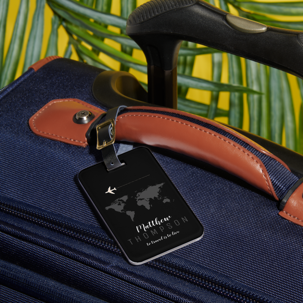 elegant black travel luggage tag