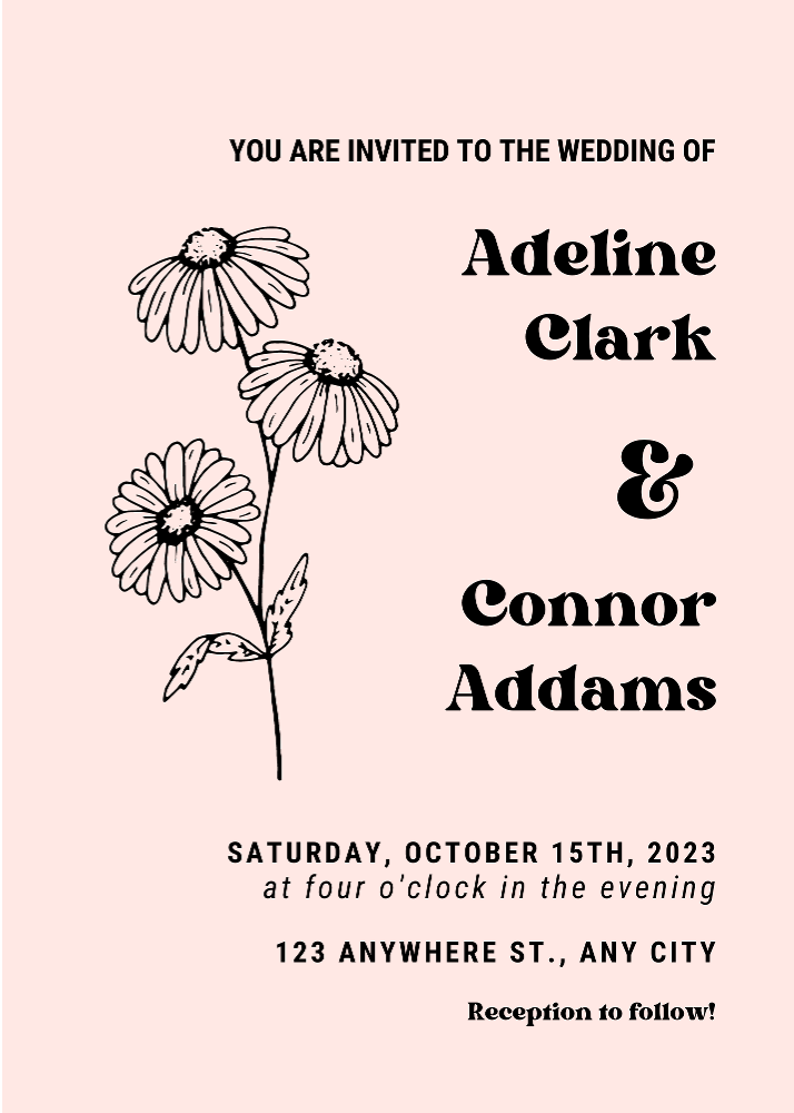 floral retro wedding invitation