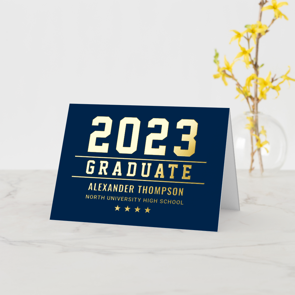 2023 Graduate Custom Gold Graduation Thank You Foil Greeting Card