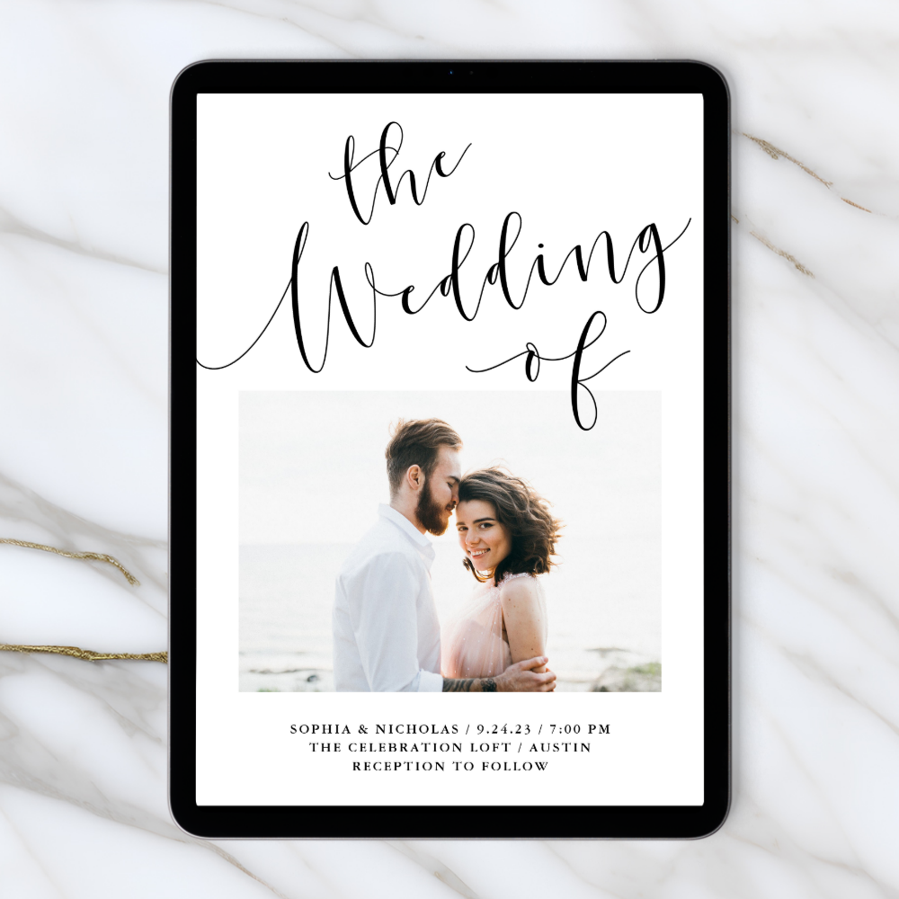 Elegant Romance | Minimalist Two Photo Wedding Invitation