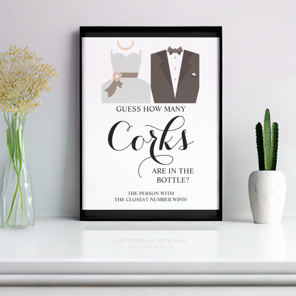 How Many Corks Bridal Shower Game Sign