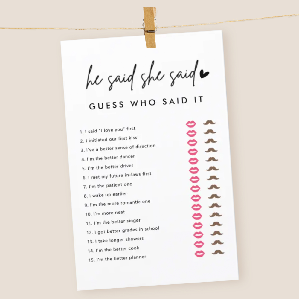 Minimalist He Said She Said Guess Who Said It Game