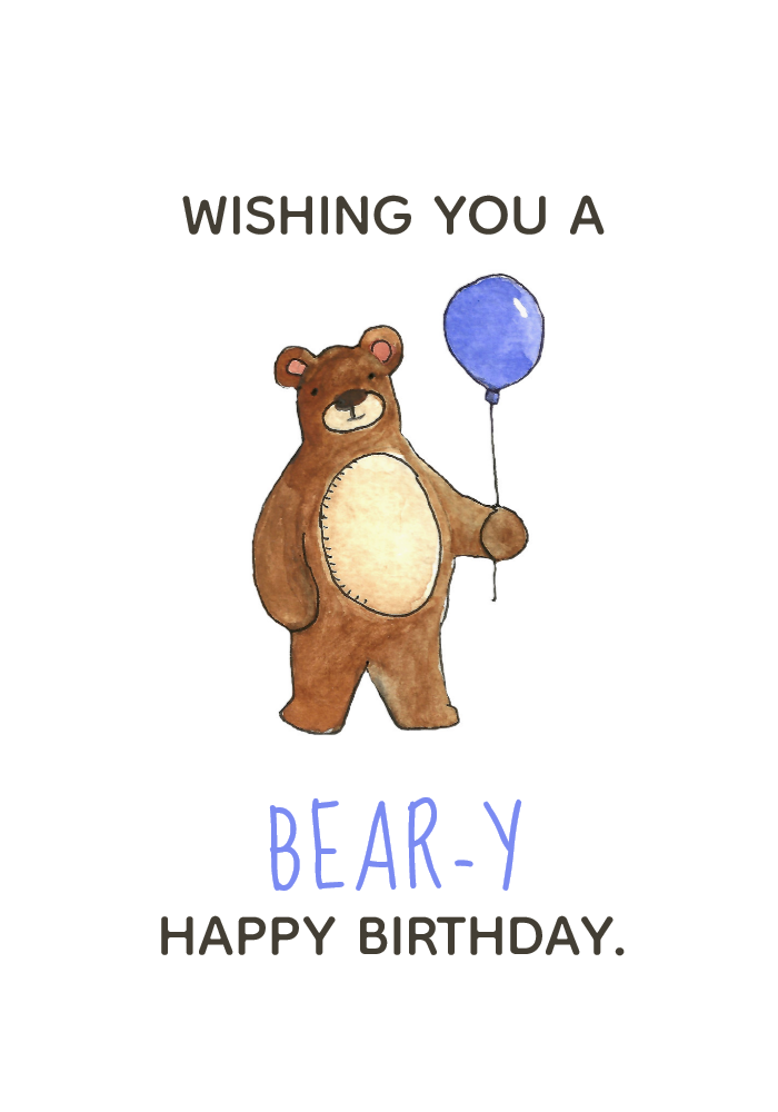 Bear Happy Birthday Flat Card