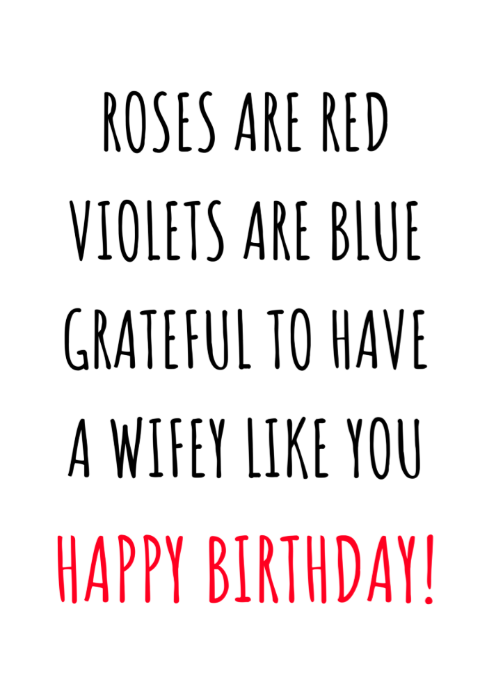 Cute romantic happy birthday card for her, wife