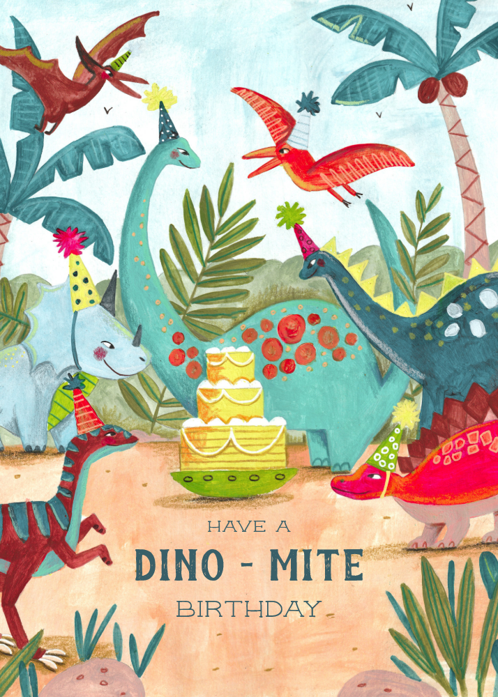 Dinosaur kids birthday card