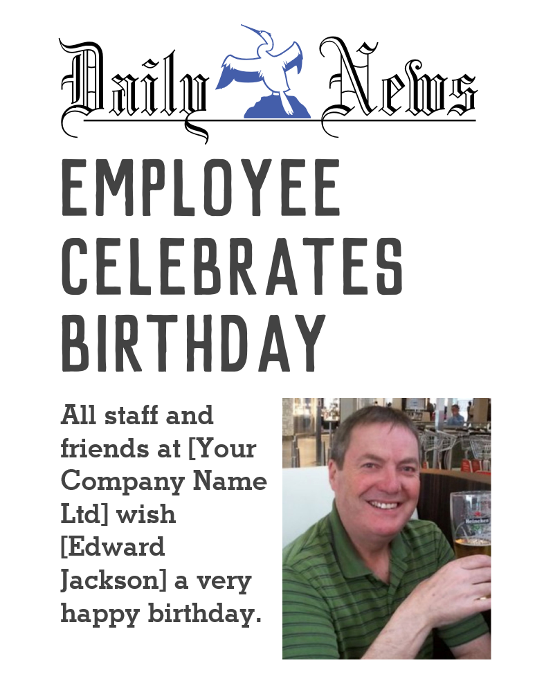 Employee Birthday Card to Personalise