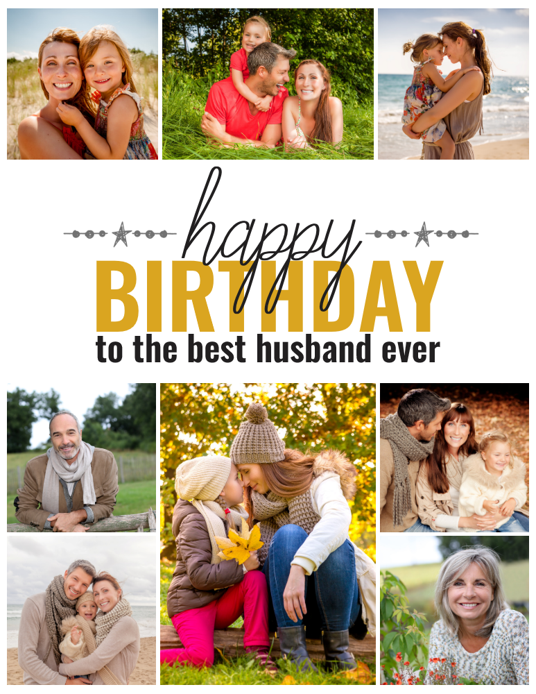 Husband Birthday 8 Photo Collage Personalized Card