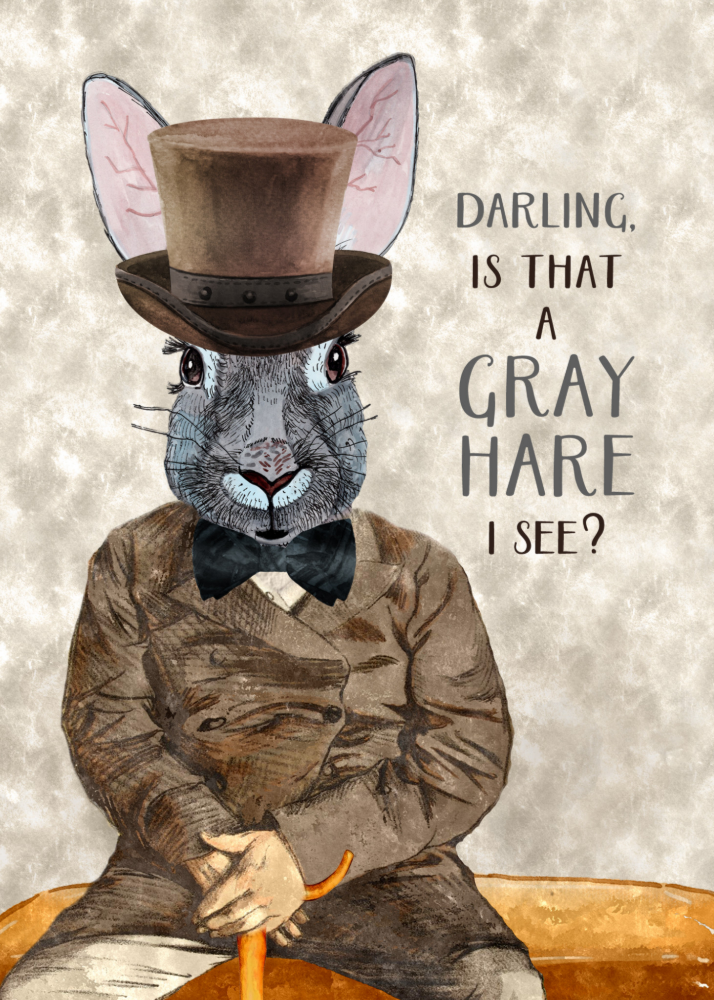 Husband Funny Birthday Hipster Rabbit Gray Hare Card