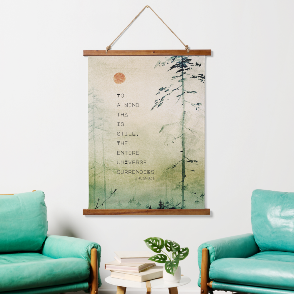 Motivational Zen Quote Asian Art Wood Hanging Tapestry
