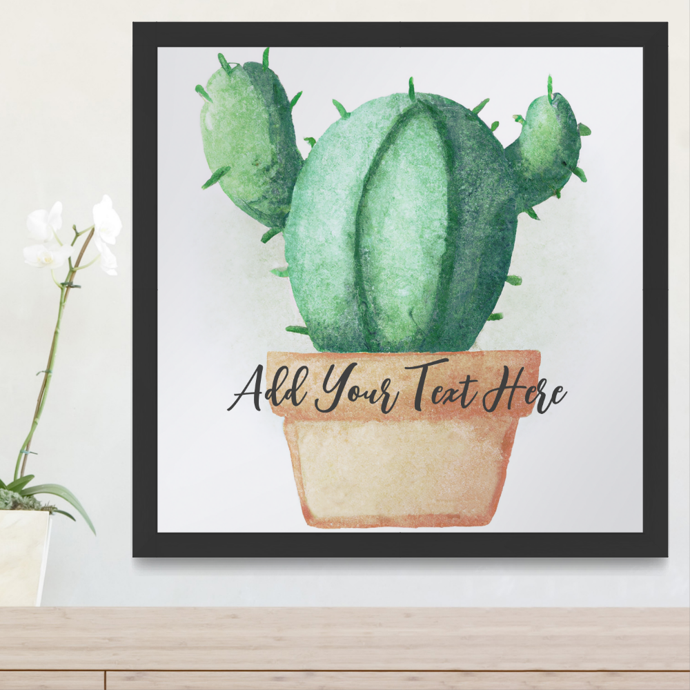 Cactus Digital Art Personalized Text Framed Art