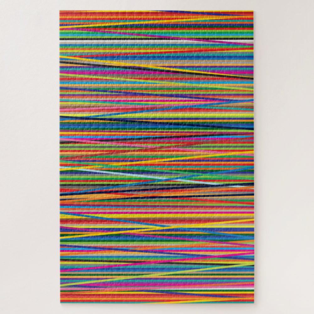 Colorful abstract stripes design adult cloth face jigsaw puzzle