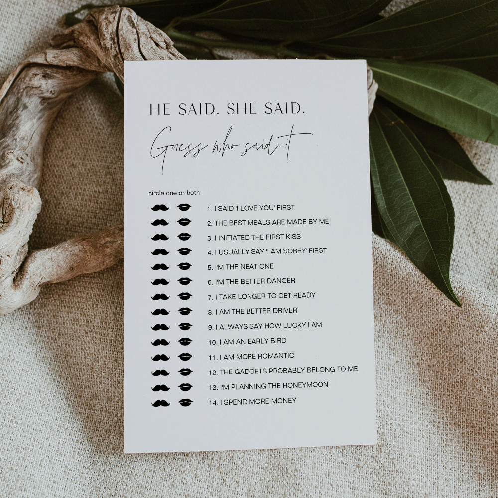 HARLOW He Said, She Said, Guess Who Said It Game