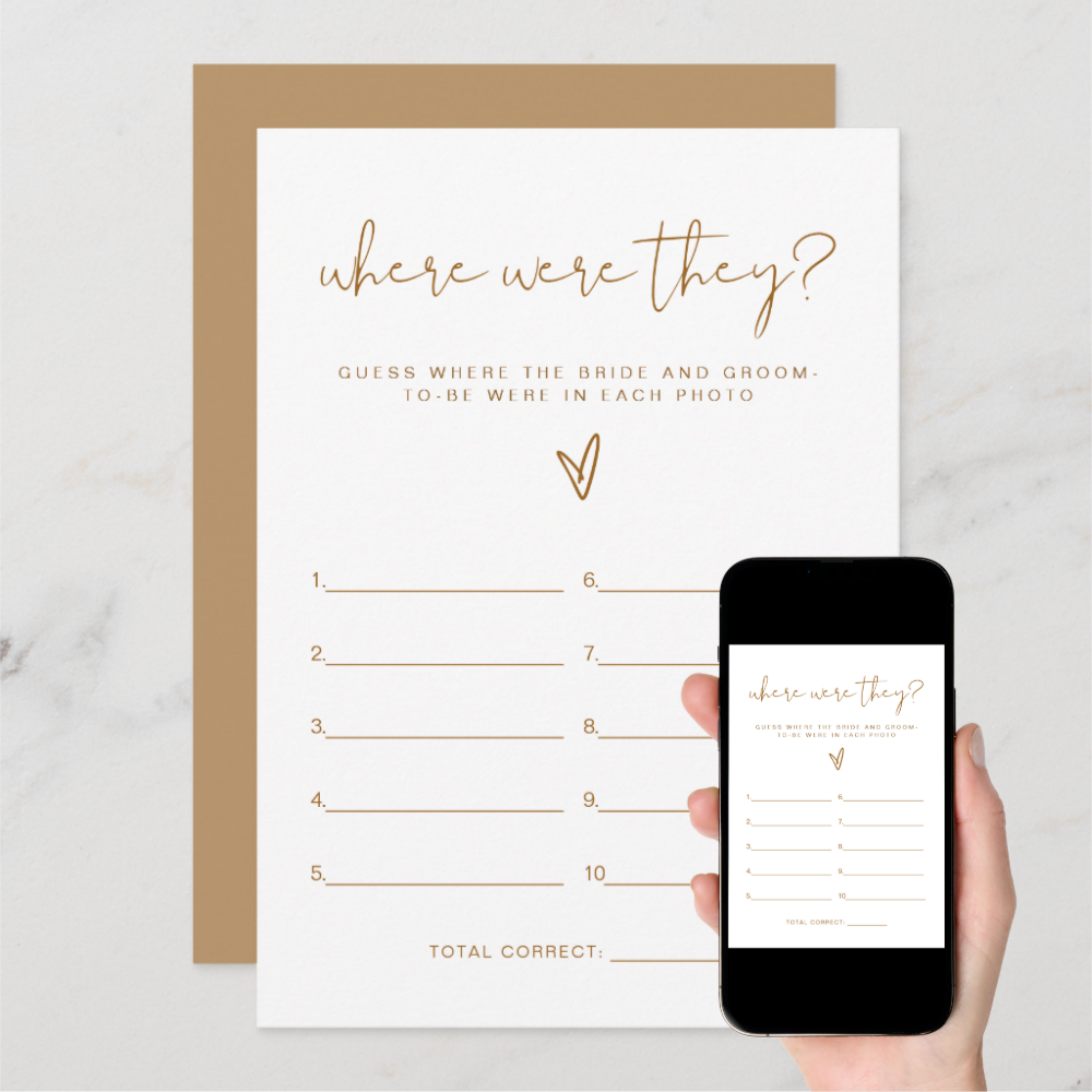 INDIE Boho Where Were They Bridal Shower Game Invitation