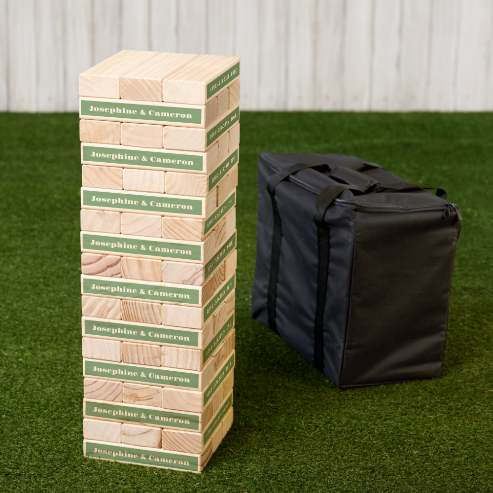 Wedding Date Names Green Personalized Topple Tower
