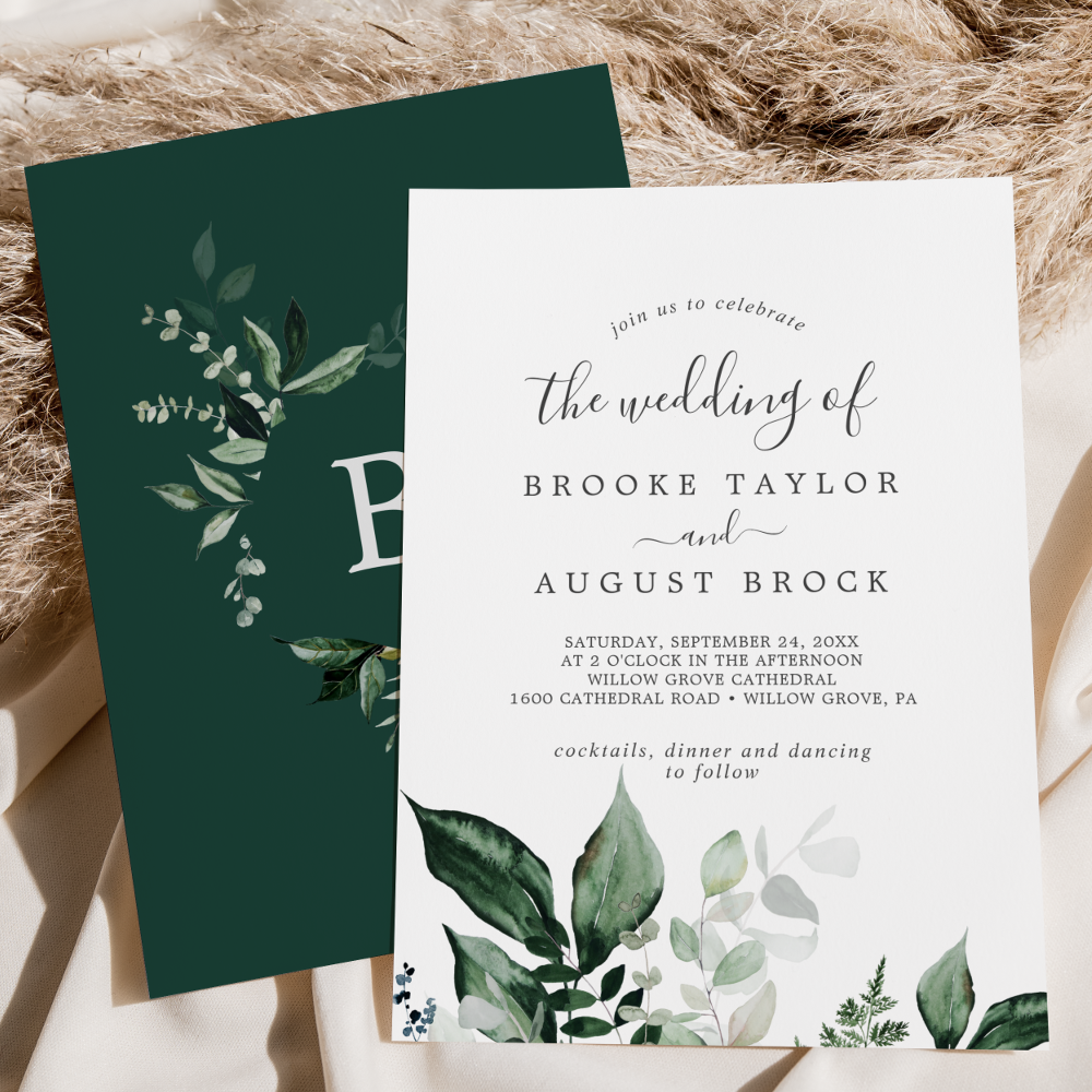 Emerald Greenery The Wedding Of Invitation
