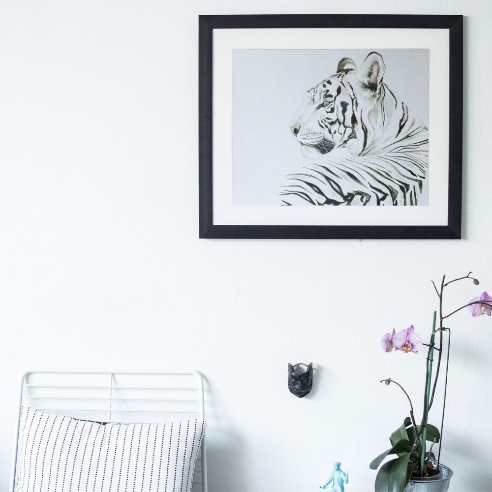 White Tiger Watercolor Framed Art
