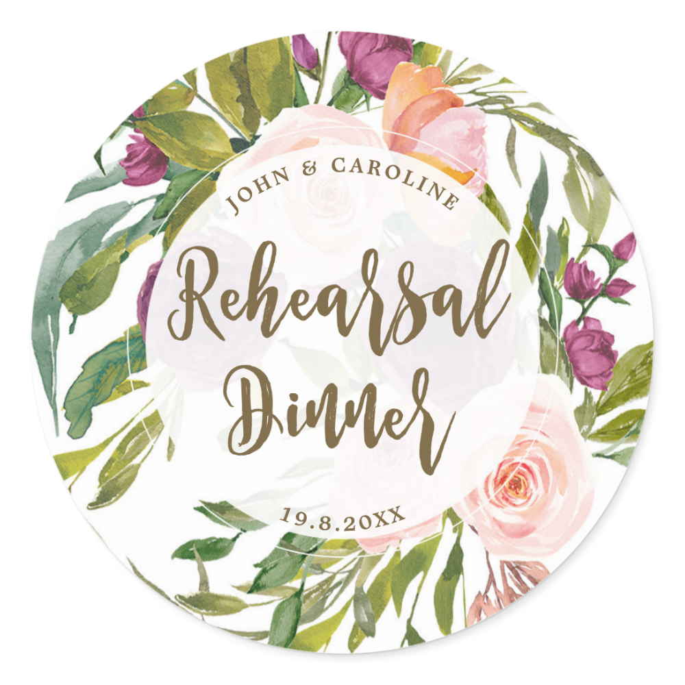 greenery floral rehearsal dinner sticker