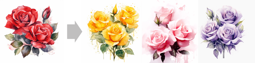 Initial prompt results along with color variations