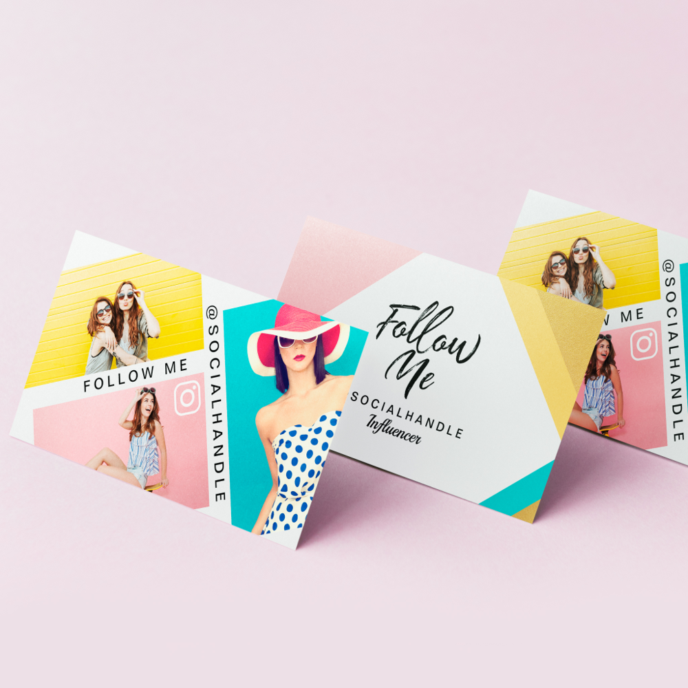 Follow Me Trendy Social Media Photo Layout White Business Card