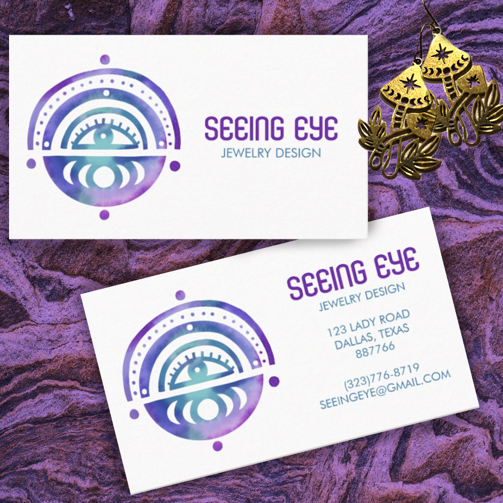 Mystical Eye Magical Elegant Boho Watercolor Business Card
